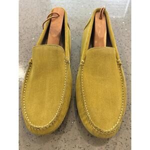 Tyche Amalfi Made In Italy Mustard Yellow Suede Loafers Driving Shoes Men's 8 /